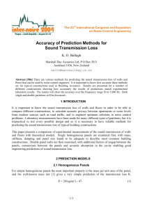 Accuracy of prediction methods for sound transmission loss