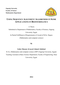 Sequence Alignment Algorithms in Bioinformatics: A Thesis