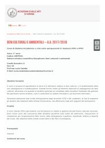 Beni Culturali e Ambientali: Syllabus del Corso - Accademia Verona