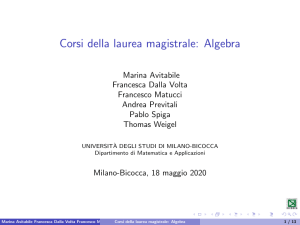 Corsi di Laurea Magistrale in Algebra - Milano-Bicocca