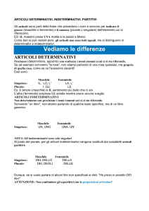 Articoli determinativi, indeterminativi e partitivi: Grammatica