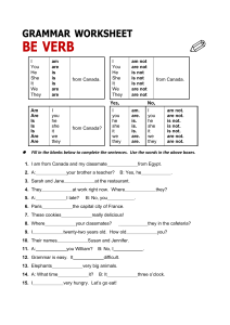 Be Verb Grammar Worksheet: Practice & Exercises