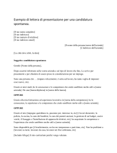 Esempio Lettera di Presentazione: Candidatura Spontanea