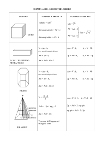 Formulario di Geometria Solida: Formule e Calcoli