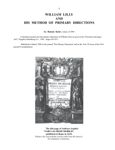 William Lilly's Primary Directions: A Detailed Analysis