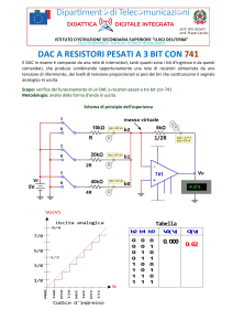 DAC a resistori pesati a 3 bit con 741: Relazione di laboratorio