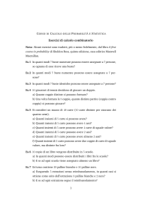 Esercizi di Calcolo Combinatorio e Probabilità