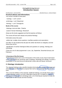Histology & Embryology Lecture Notes: Introduction