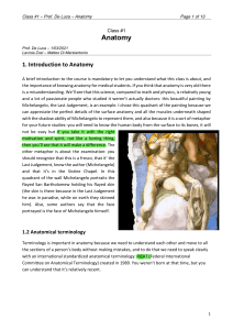 Anatomy Lecture Notes - Introduction to Anatomy