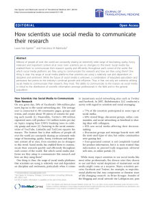 Scientists & Social Media: Communicating Research