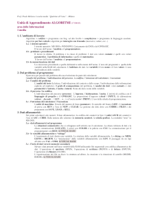 Algoritmi: Unità di Apprendimento per la Scuola Media