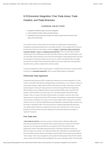 Economic Integration: Free Trade Areas & Trade Diversion