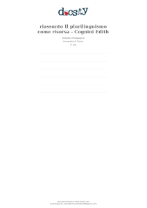 Il plurilinguismo come risorsa-Cognini Edith - riassunto
