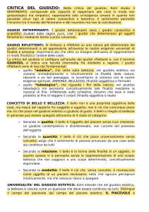 Critica del Giudizio di Kant: Appunti di Filosofia