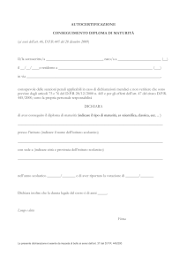 Autocertificazione Diploma di Maturità - Modulo