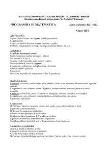 Programma di Matematica III Media - Lammari 2021-22
