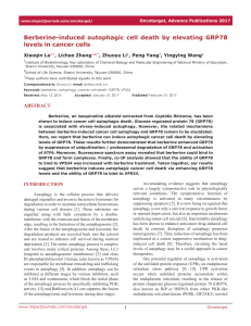 Berberine & Autophagy: GRP78 in Cancer Cell Death