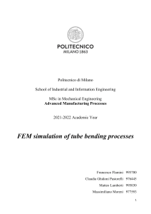 FEM Simulation of Tube Bending Processes