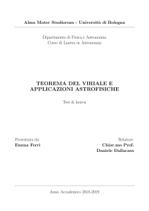 Teorema del Viriale e Applicazioni Astrofisiche: Tesi di Laurea