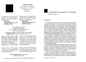 División de las Ciencias de Aristóteles: Análisis Metafísico