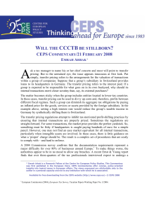 CCCTB: Will It Be Stillborn? Transfer Pricing & EU Tax Reform