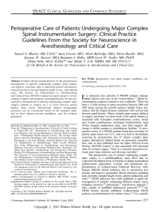 Spinal Surgery Perioperative Care: SNACC Clinical Guidelines