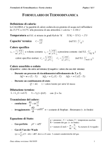 Formulario di Termodinamica e Teoria Cinetica