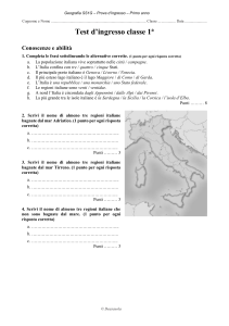 Prova d'ingresso Geografia SS1G: Test di Primo Anno