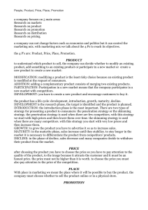 Marketing Mix: 4 Ps - Product, Price, Place, Promotion